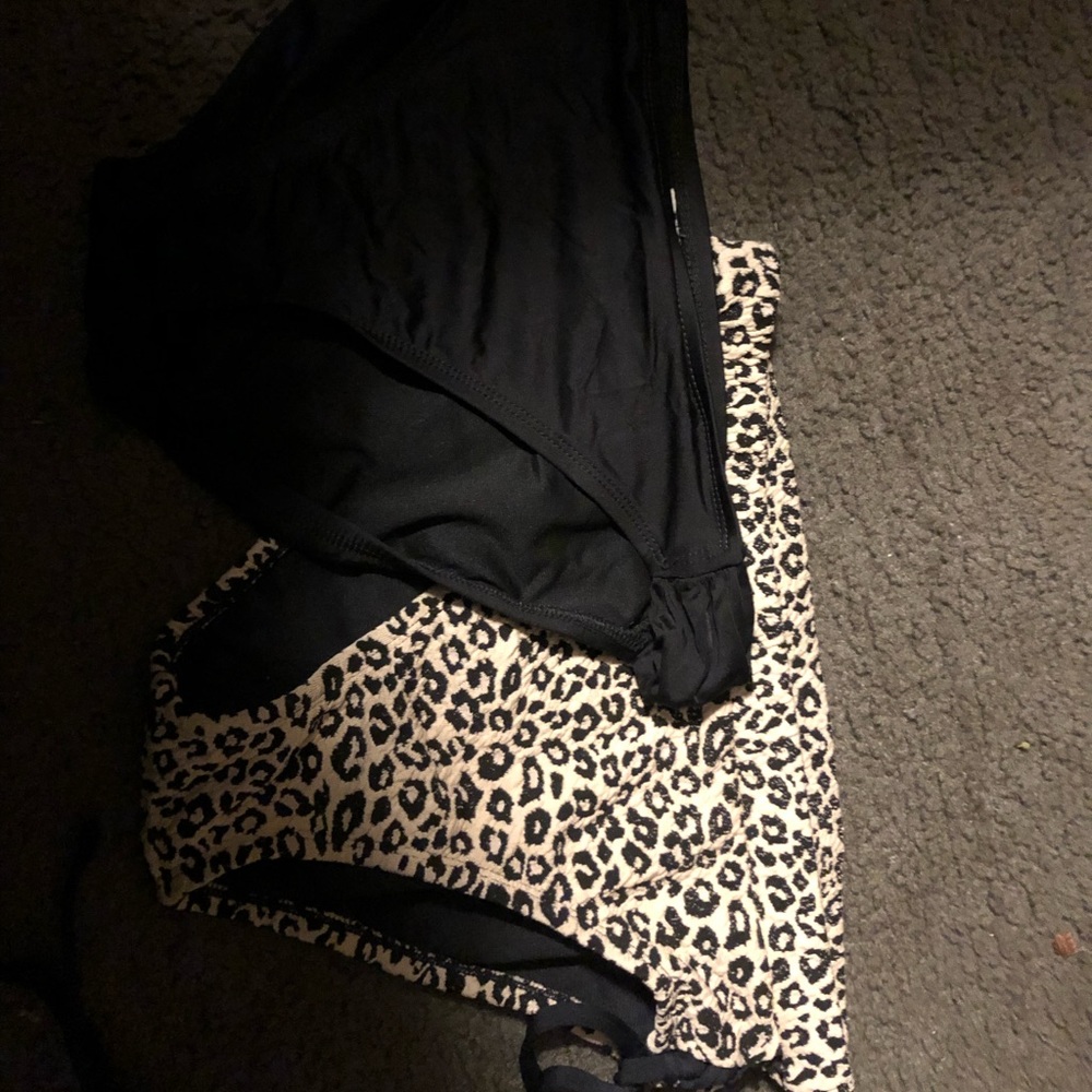 2 bathing suits bottoms one cheetah one black